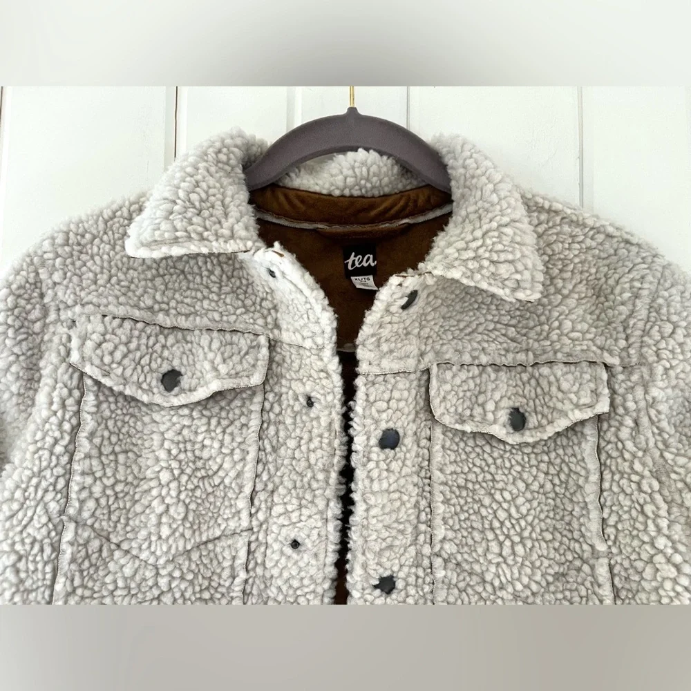 Tea Cream Sherpa Trucker Jacket, Sz XL (12-14)